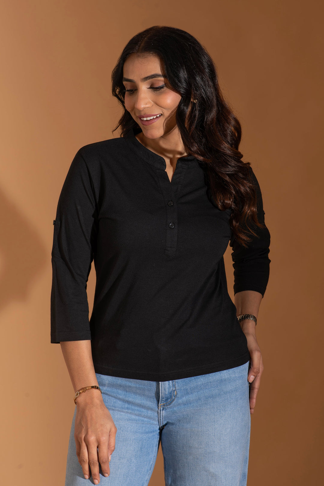 Bambians Midnight Black Button Top
