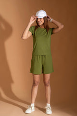 Bambians Earthy Emerald Bamboo Shorts Co-ord Set