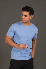 Bambians Organic Bamboo Round Neck T-Shirt for Men : Light Blue
