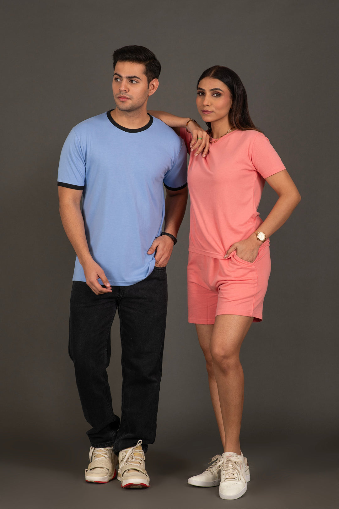 Bambians Organic Bamboo Round Neck T-Shirt with Contrast Tipping for Men : Blue