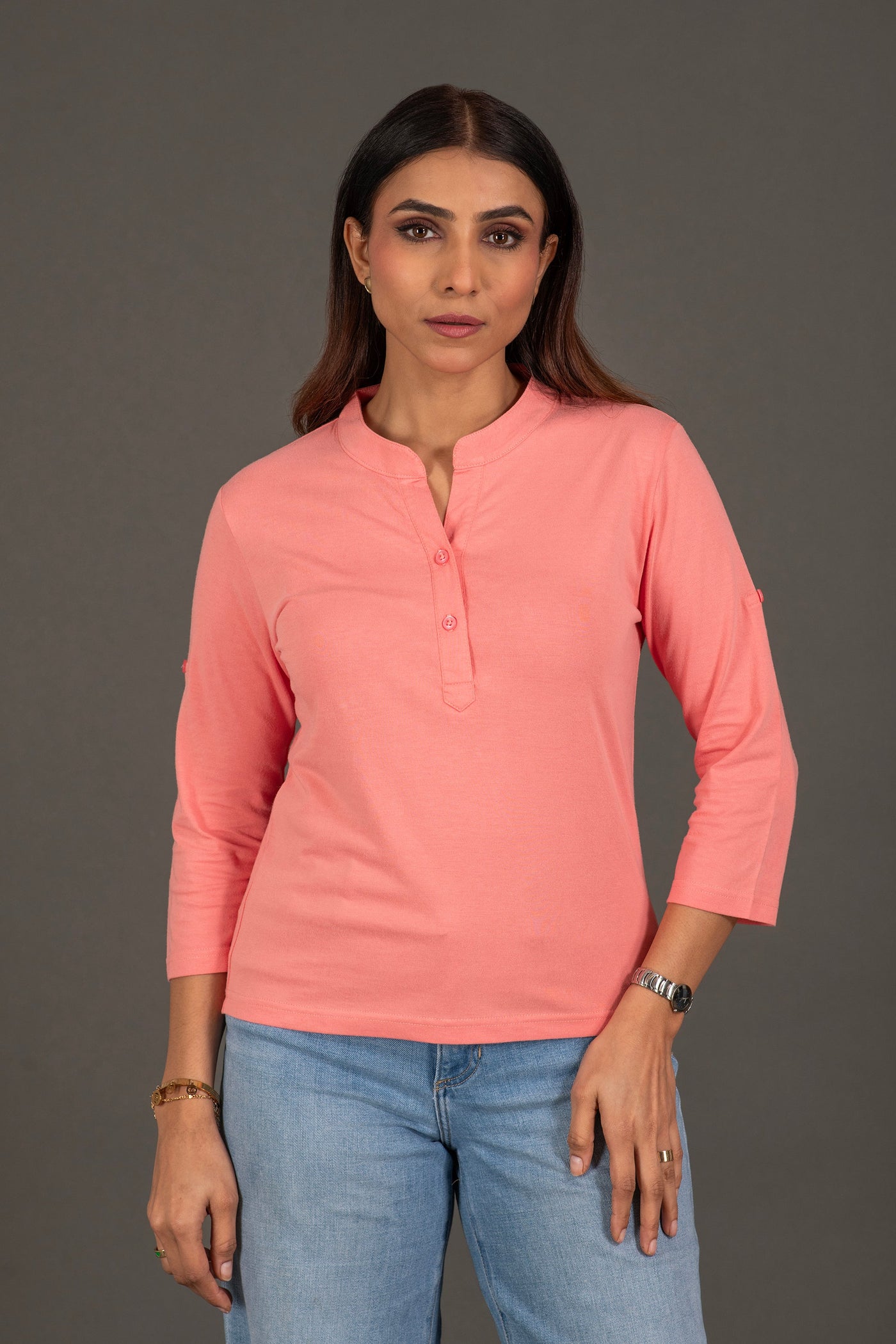 Blazing Rose Button Top