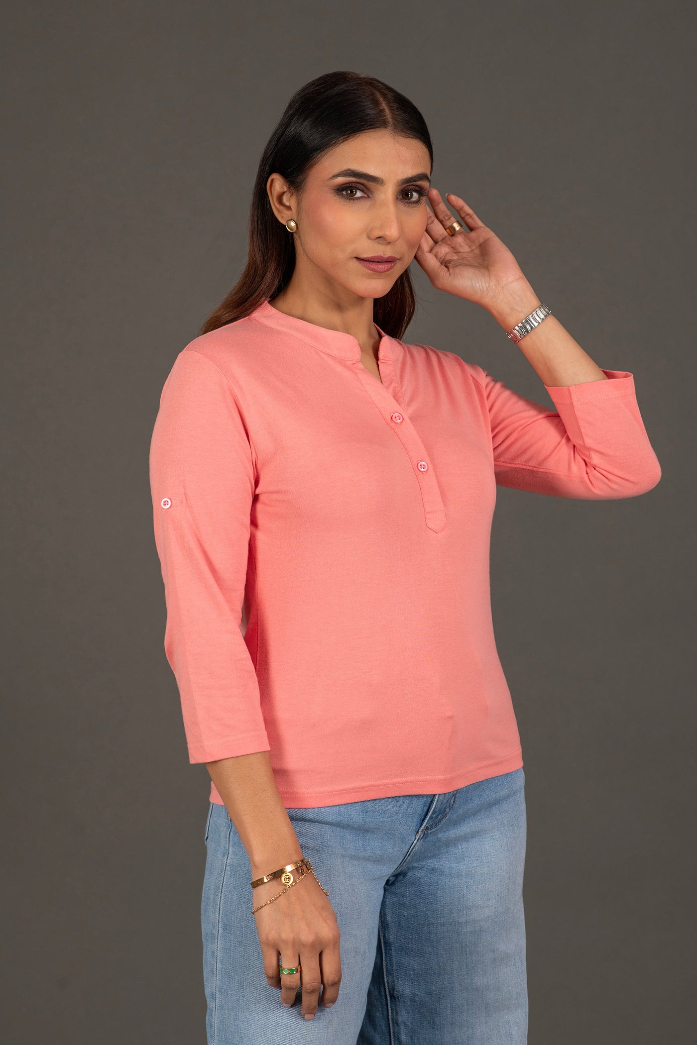 Blazing Rose Button Top