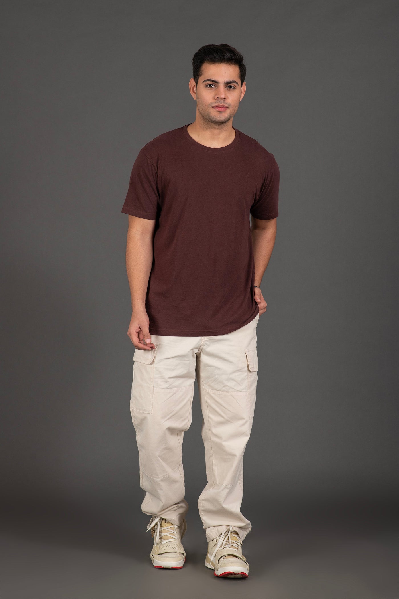 Organic Bamboo Round Neck T-Shirt for Men : Brown