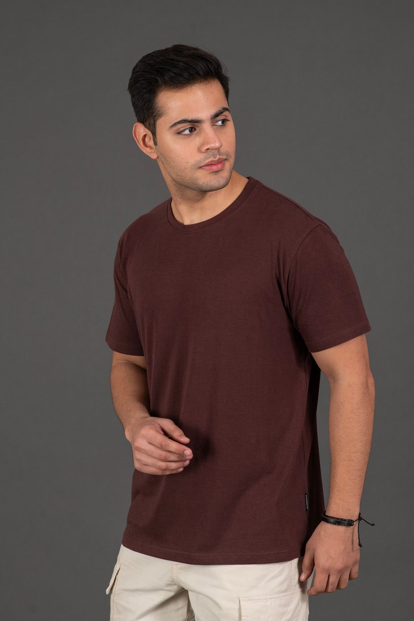 Organic Bamboo Round Neck T-Shirt for Men : Brown