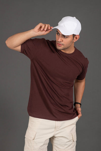 Organic Bamboo Round Neck T-Shirt for Men : Brown