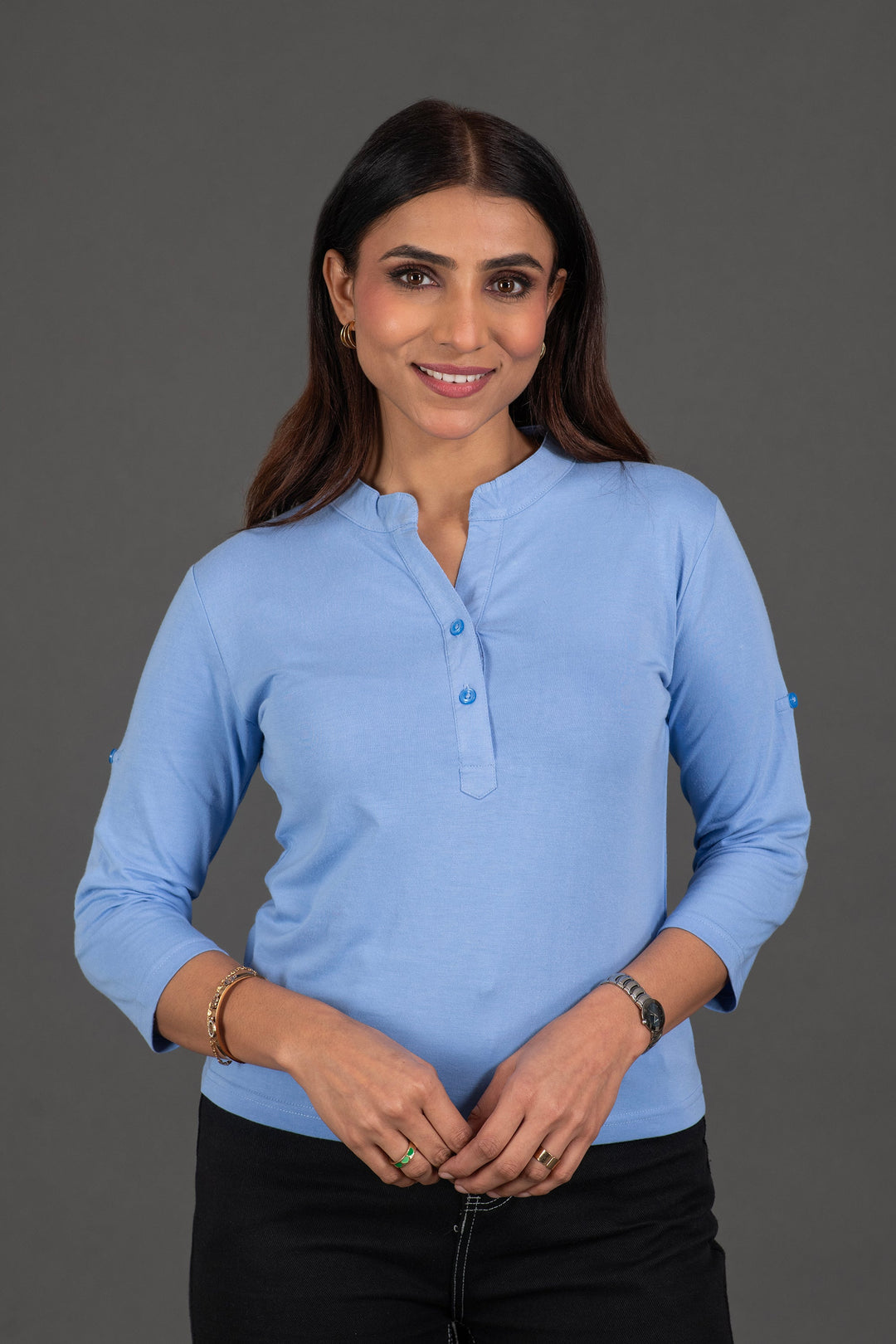 Bambians Aqua Mist Button Top