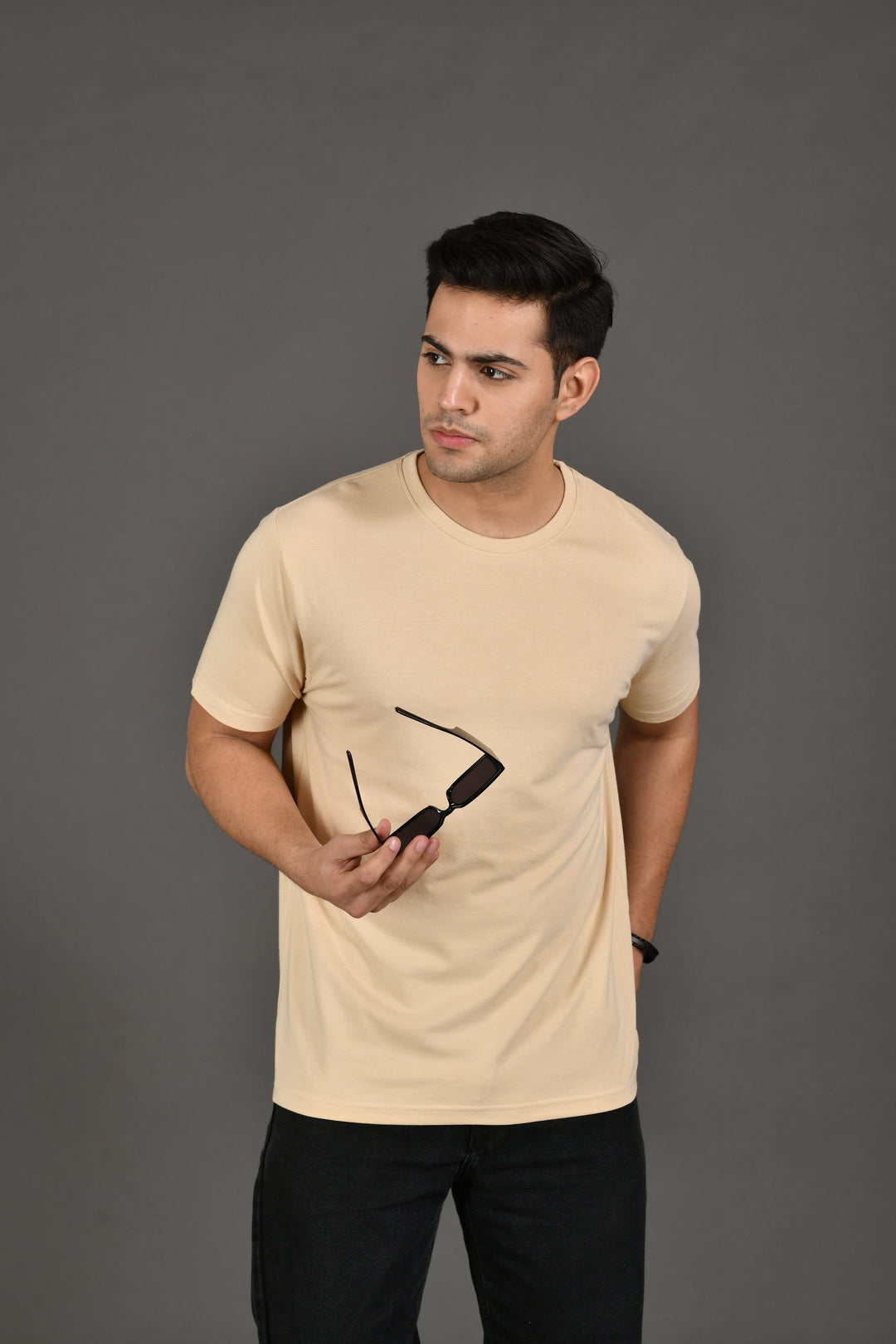 Bambians Organic Bamboo Round Neck T-Shirt for Men : Beige
