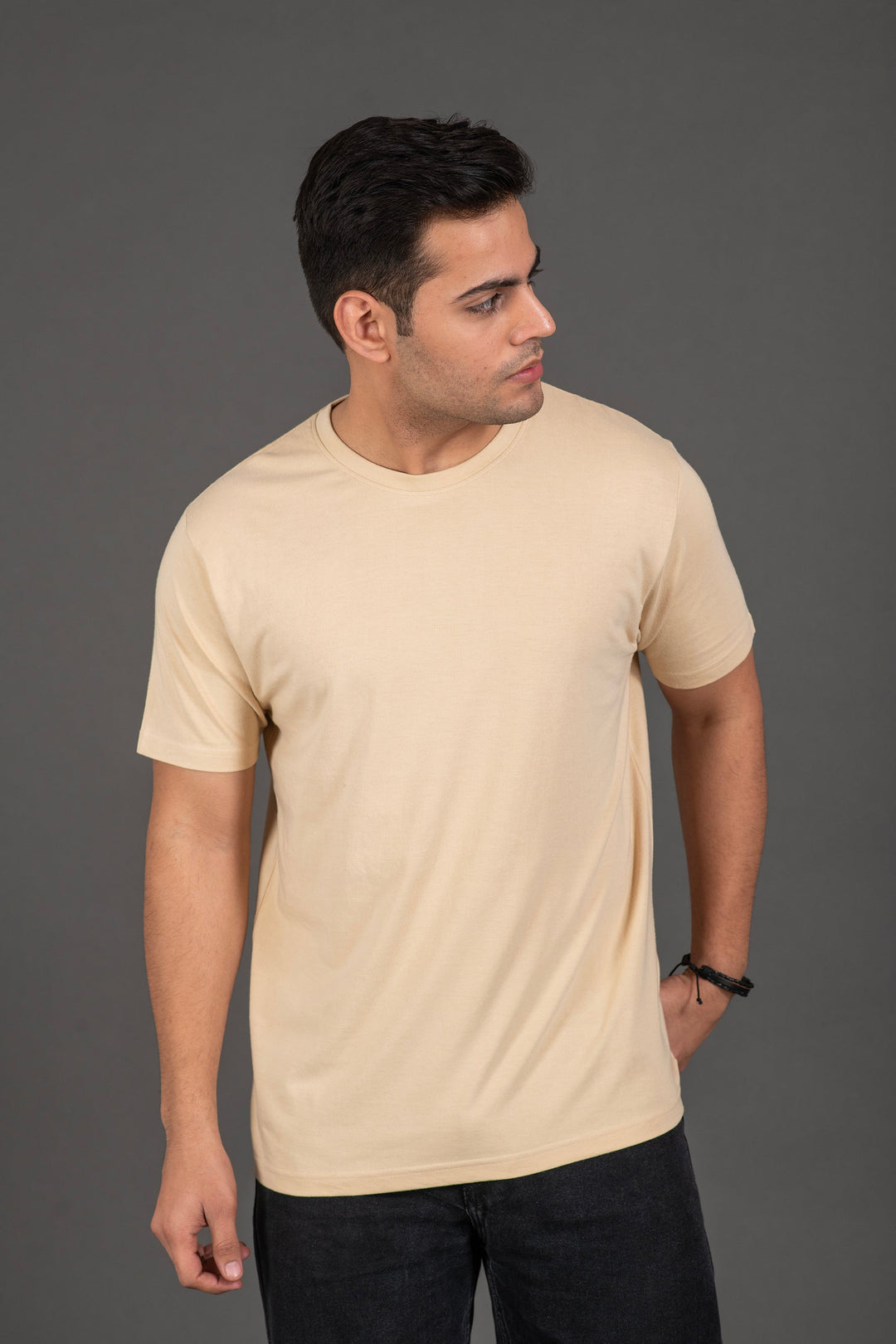 Bambians Organic Bamboo Round Neck T-Shirt for Men : Beige