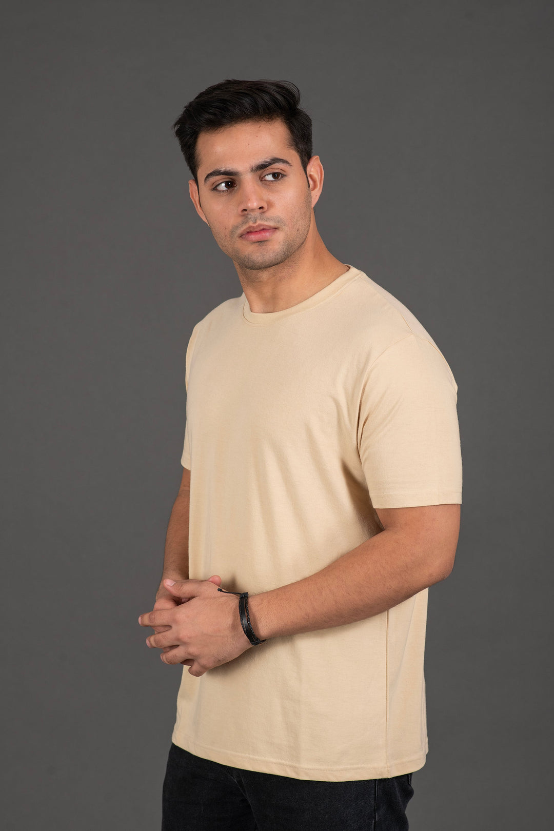 Bambians Organic Bamboo Round Neck T-Shirt for Men : Beige