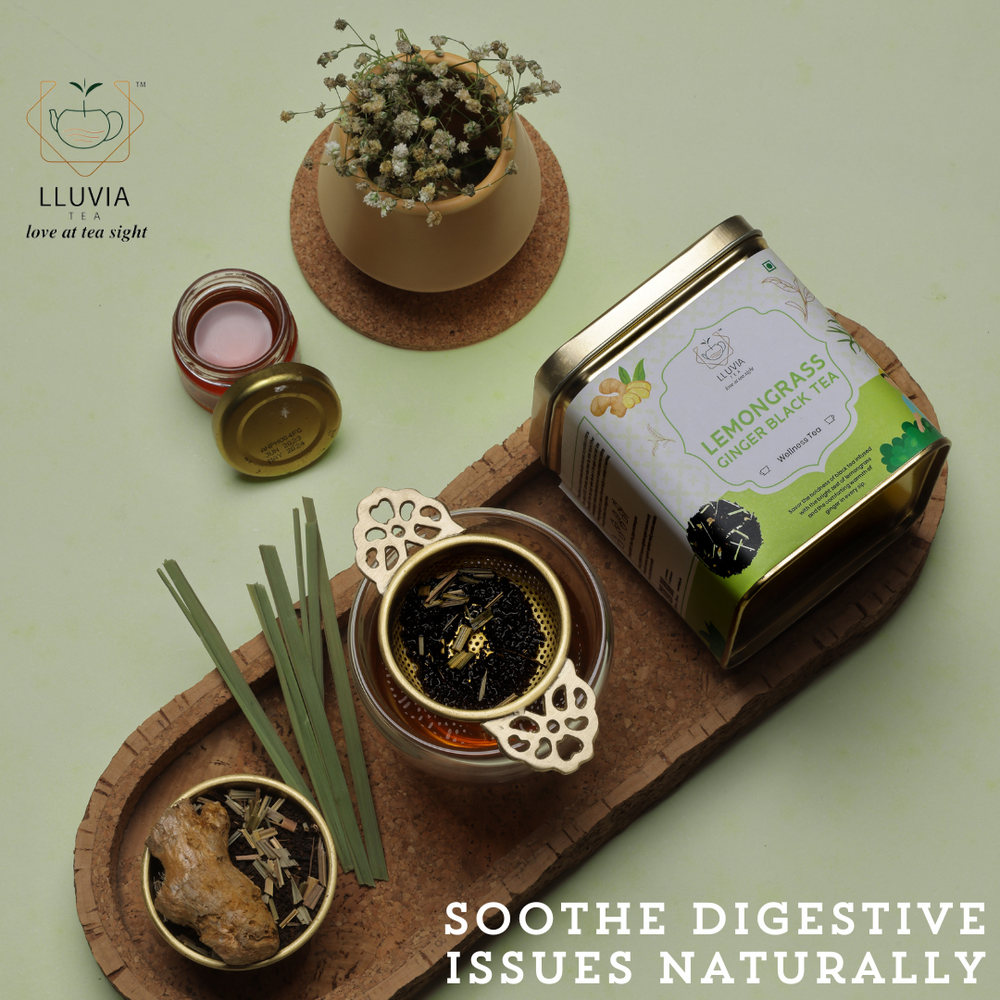 Lluvia Tea Lemongrass Ginger Black Tea - Detoxifies | Stress Relieve | Weight Loss (70gm)