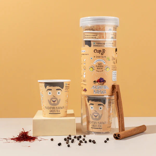CupJi Kashmiri Kahwa Green Tea 10 Cups Jar
