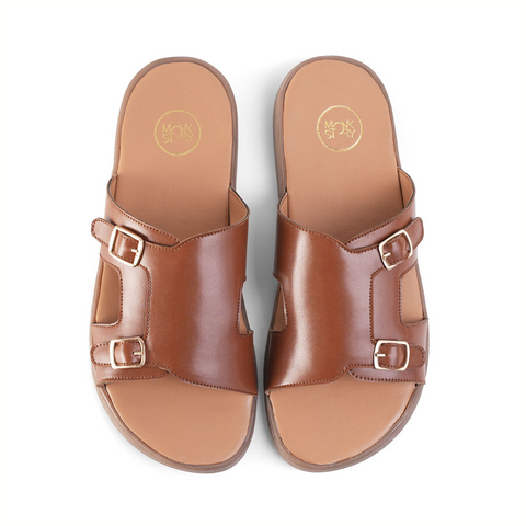 Monkstory T-Rad Classic Double Monk Strap Sandals - Tan