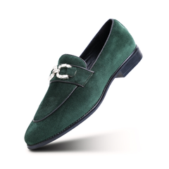 Monkstory Velvet Crystal Bit Loafers – Royal Green