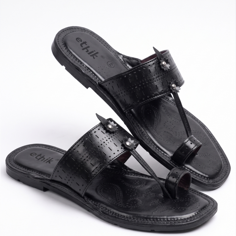 Raje Black Kolhapuri Chappal