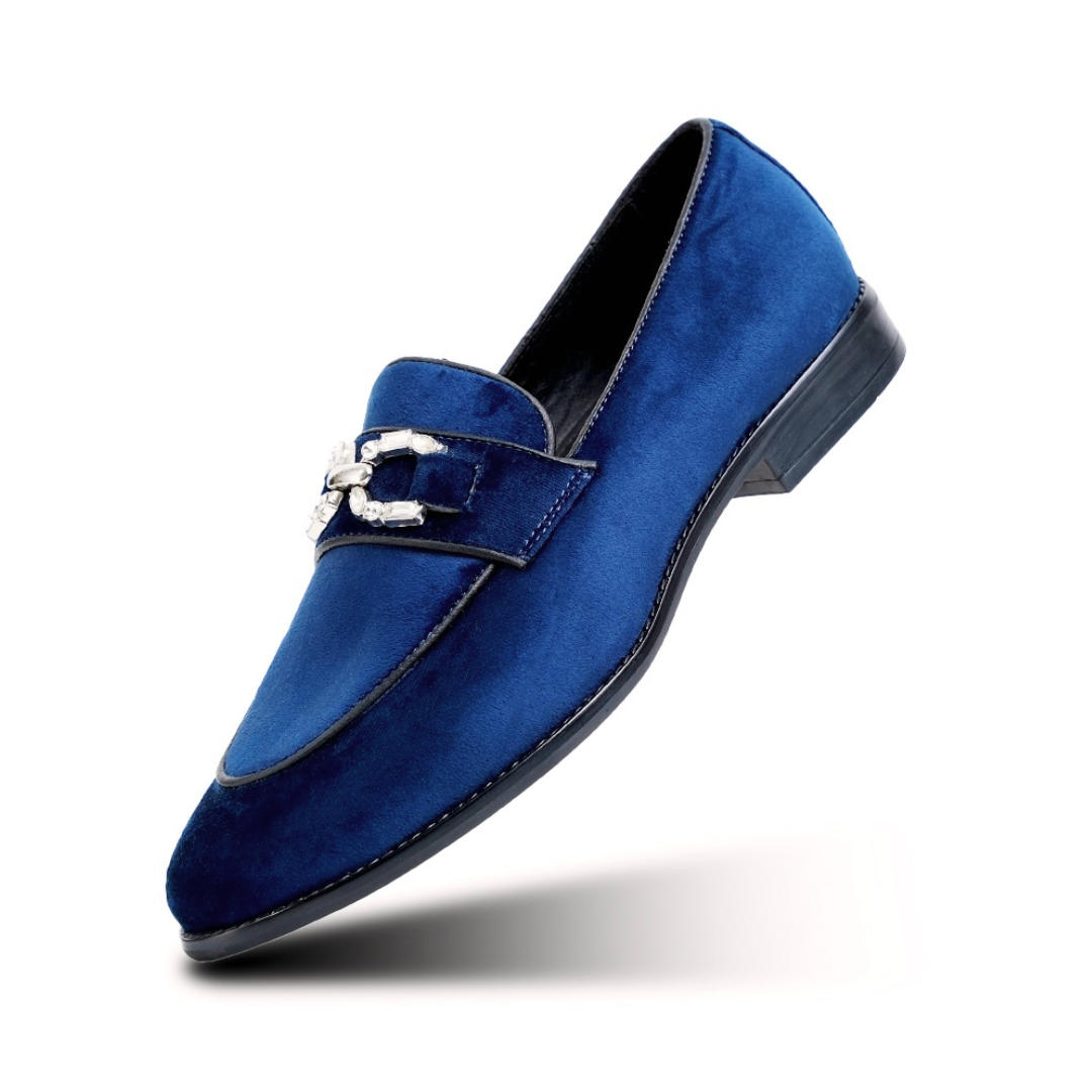 Monkstory Velvet Crystal Bit Loafers – Royal Blue