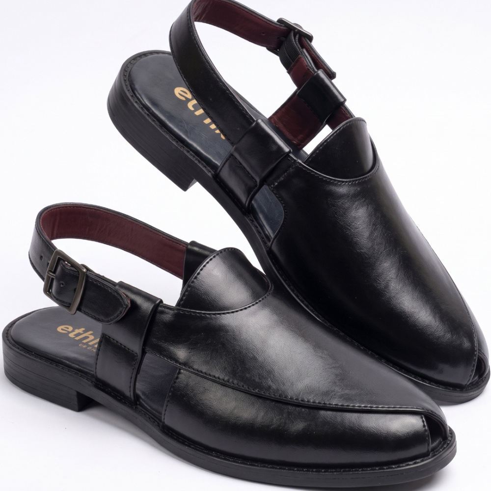 Utsav Black Peshawari Sandal