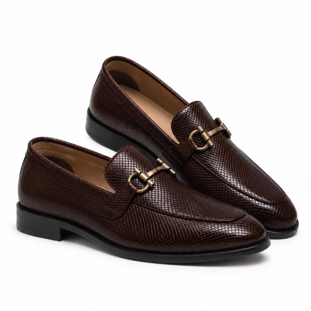 Stunner Brown Textured Loafers
