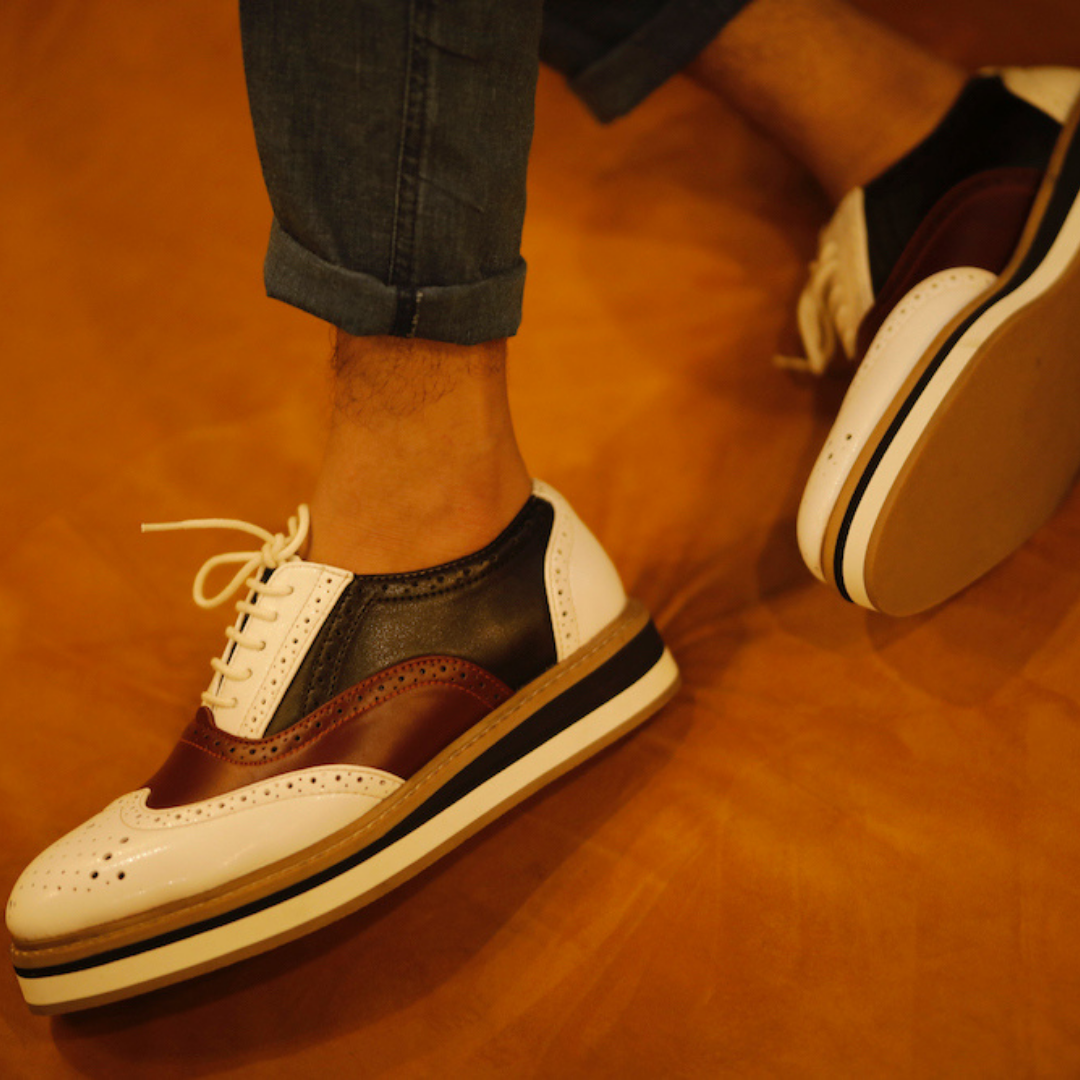 Monkstory Beverly Tricolour Brogues - White