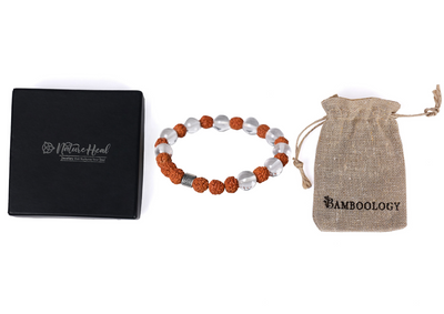 Bamboology Trends Healing Gemstone Bracelet - Quartz Crystal and Rudraksha Unite for Wellness