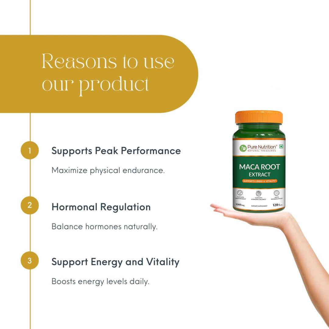 Maca Root Capsules 1000mg | Peruvian Maca Extract | 120 Veg Tablets