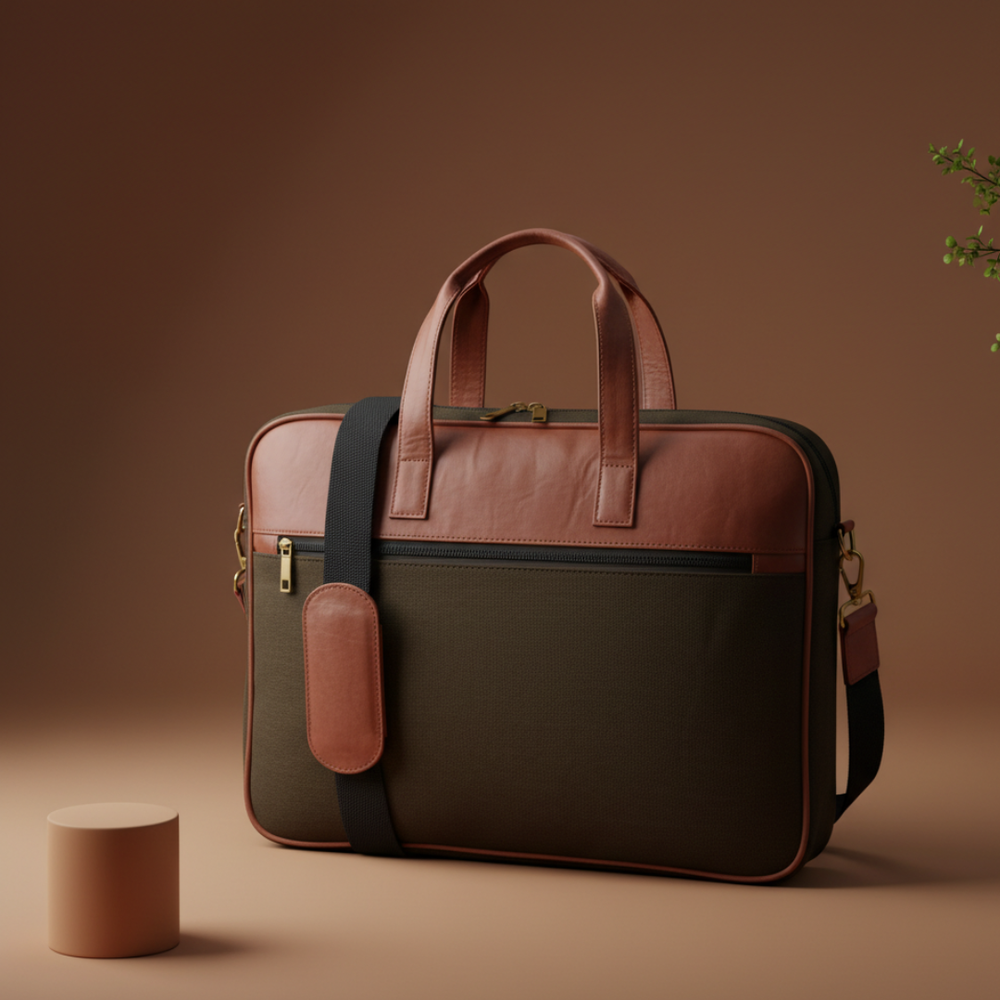 The Label GAIA Hemp and PU Laptop Bag