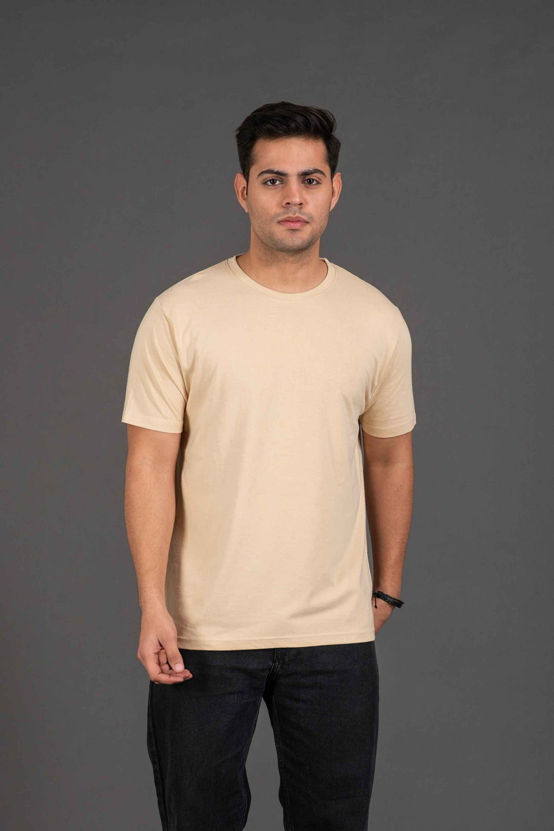 Bambians Organic Bamboo Round Neck T-Shirt for Men : Beige
