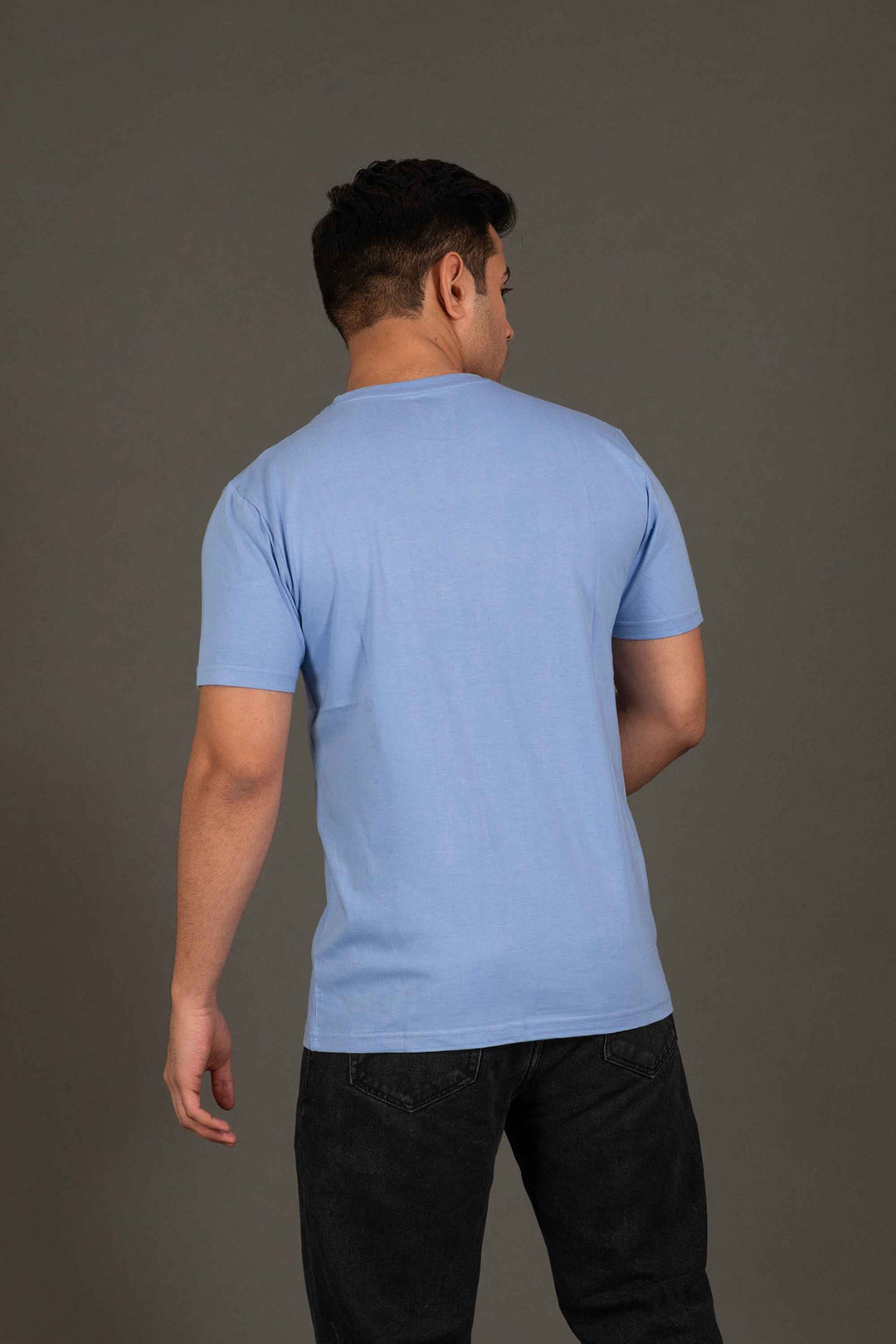 Bambians Organic Bamboo Round Neck T-Shirt for Men : Light Blue