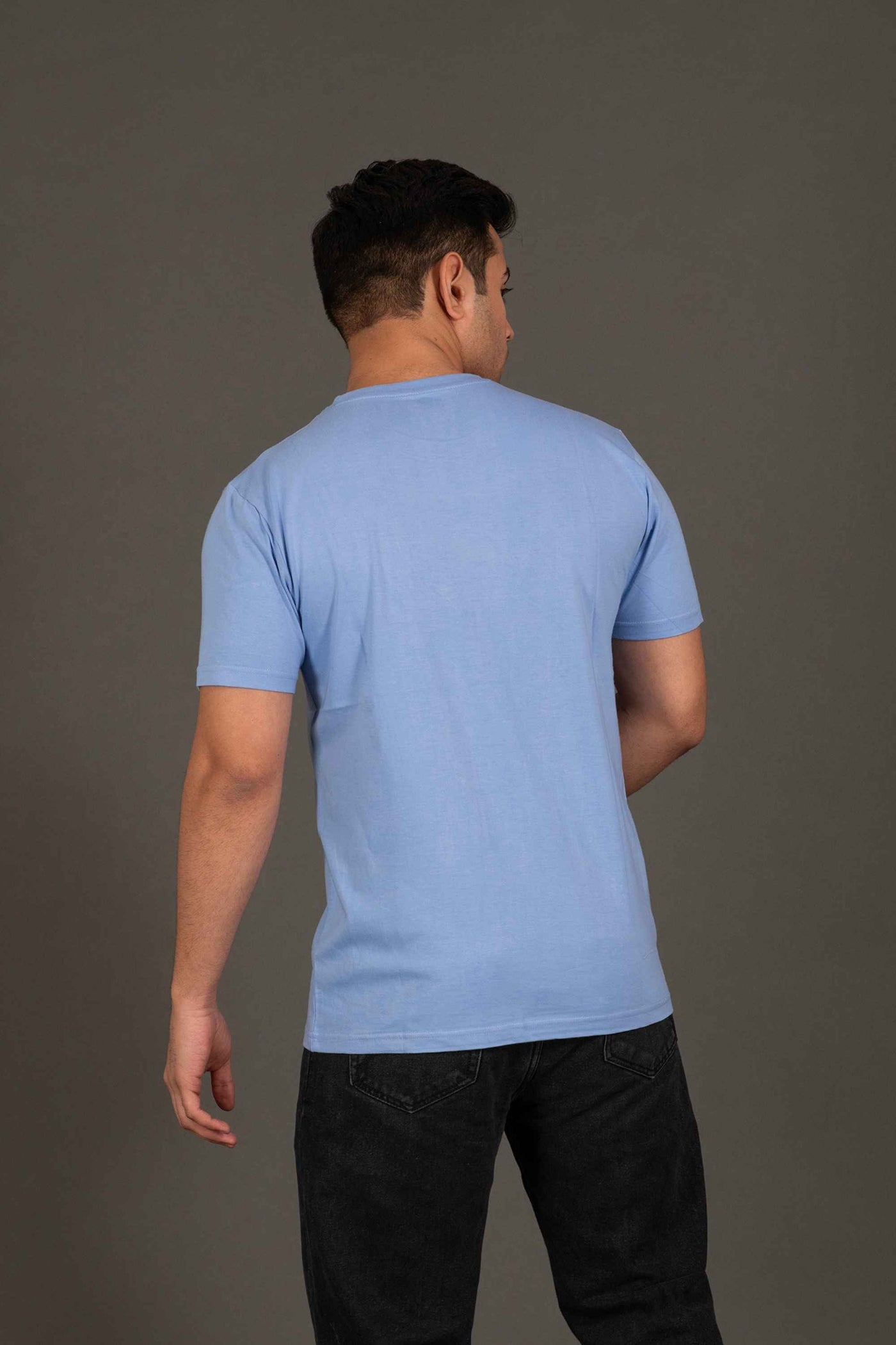 Organic Bamboo Round Neck T-Shirt for Men : Light Blue