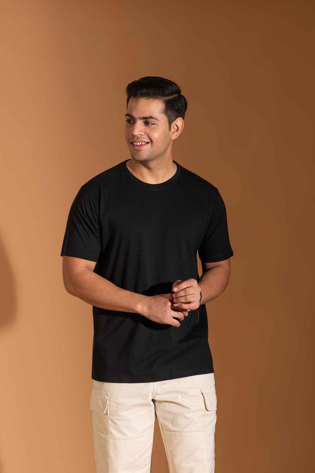 Bambians Organic Bamboo Round Neck T-Shirt for Men : Black