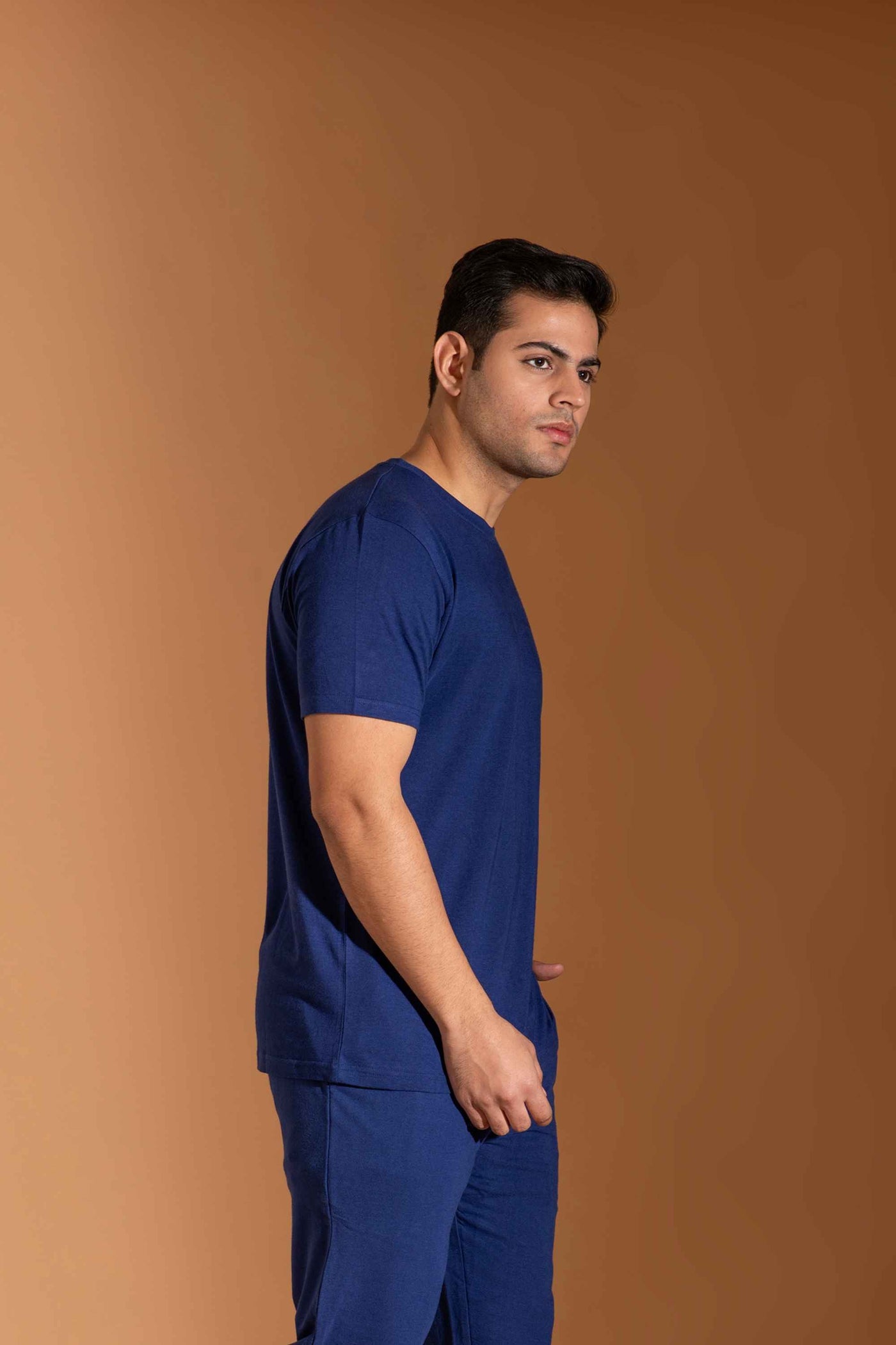 Organic Bamboo Round Neck T-Shirt for Men : Indigo Blue