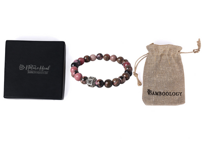 Bamboology Trends Gemstone Healing Bracelet Rhodonite helps in achieve goal ang good during time of transformation, it bring sympathy and empathy towards other