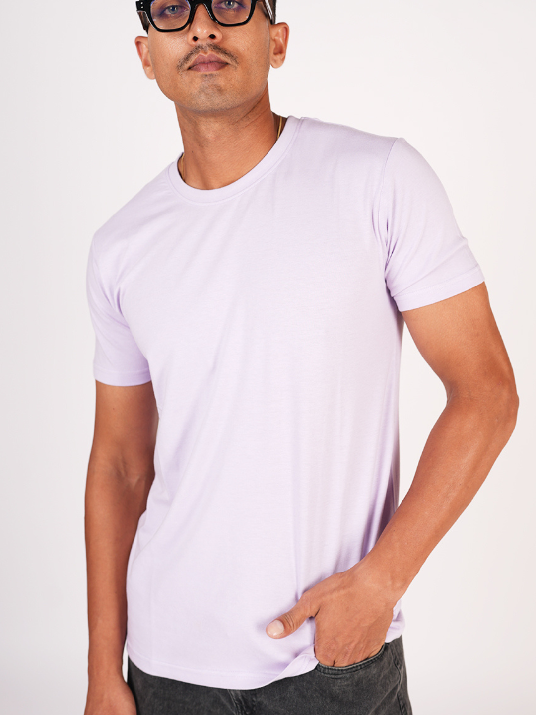 Monkstory Bamboo Cotton Crew Tee - Pale Lavender