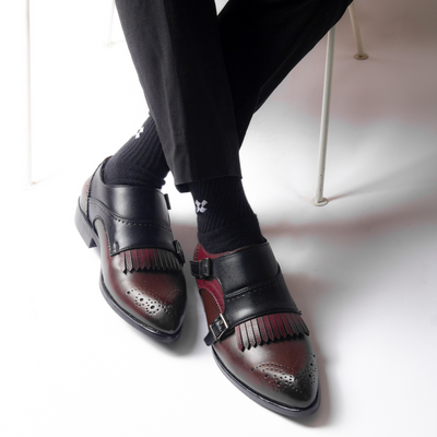Classic Double Monk Straps with Fringes - Tricolor