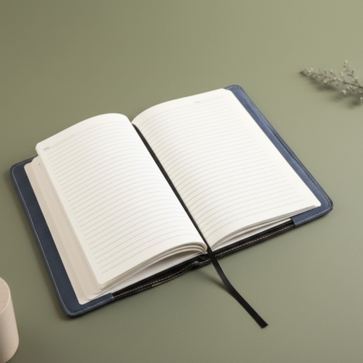 The Label GAIA Hemp A5 Non-Dated Notebook with Cover (Blue and Olive)