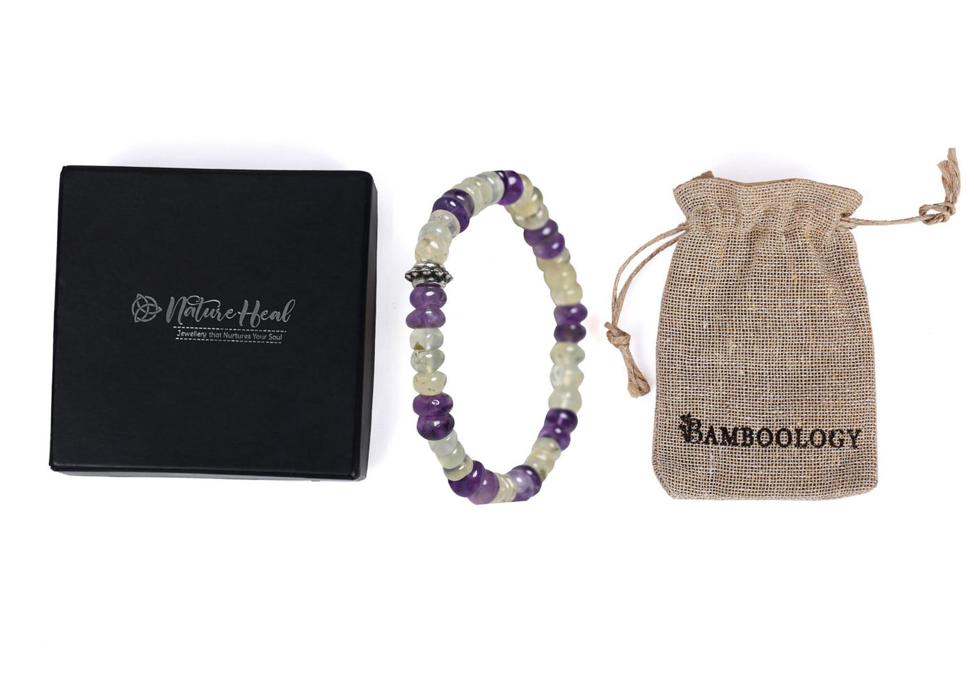 Bamboology Trends Elevate their Spirits with our Amethyst and Prehnite Healing Gemstone Bracelet - A Perfect Gift for Your Loved One"