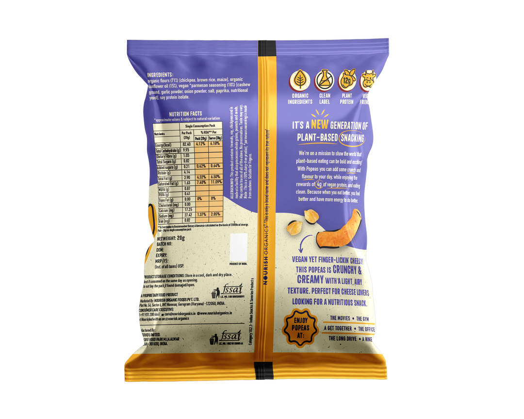 NOURISH ORGANICS Vegan Parmesan Protein Puffs Mini - Pack of 8 (20G)