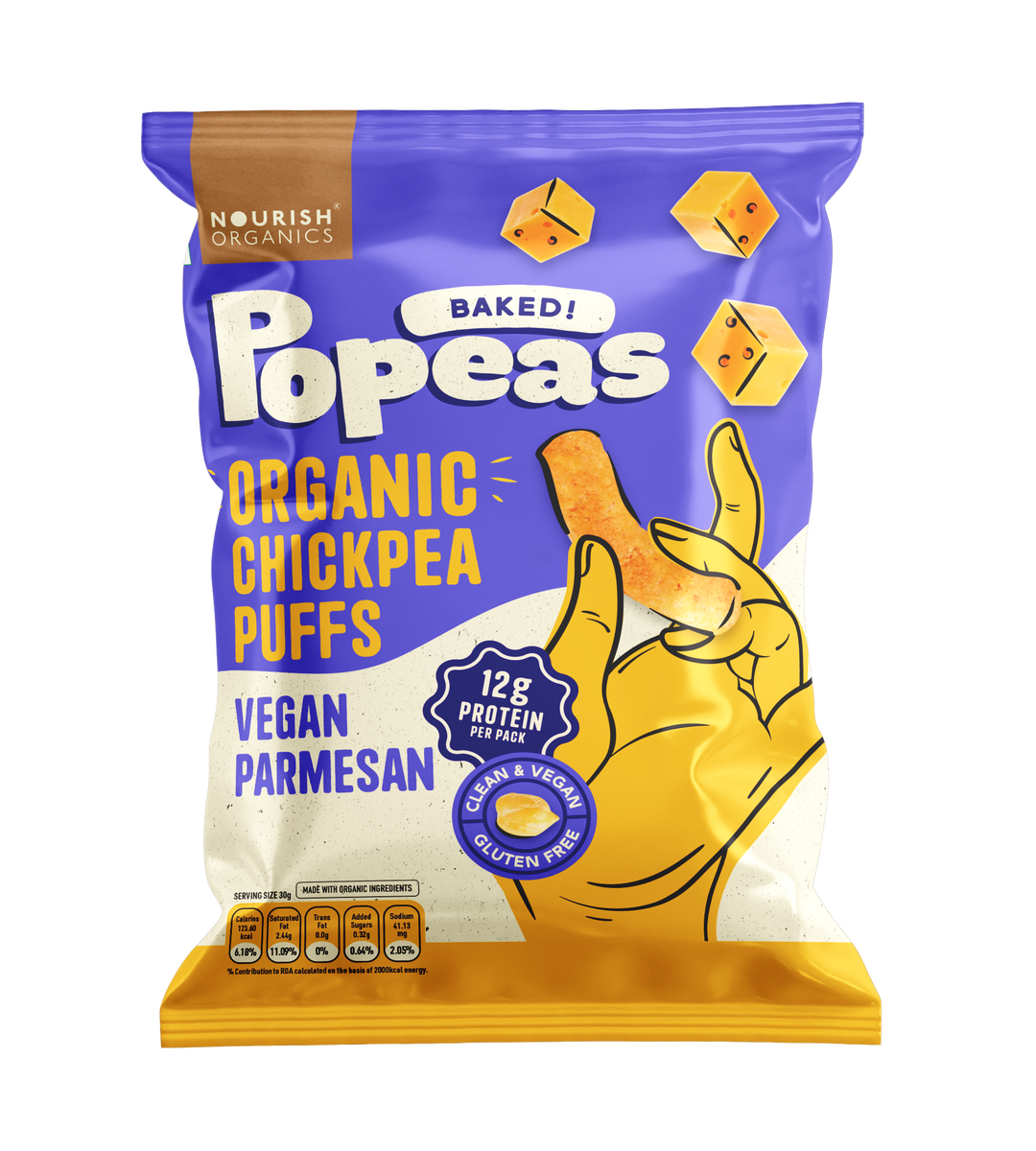 NOURISH ORGANICS Popeas Snack Hamper - Guilt-Free Crunchy Peas (Pack of 8)