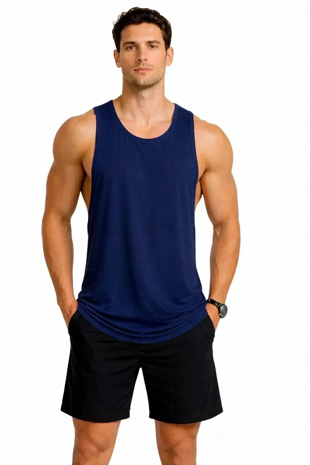 Bamboo Fabric Gen Z Oversize Gym Vest for Men |  Navy