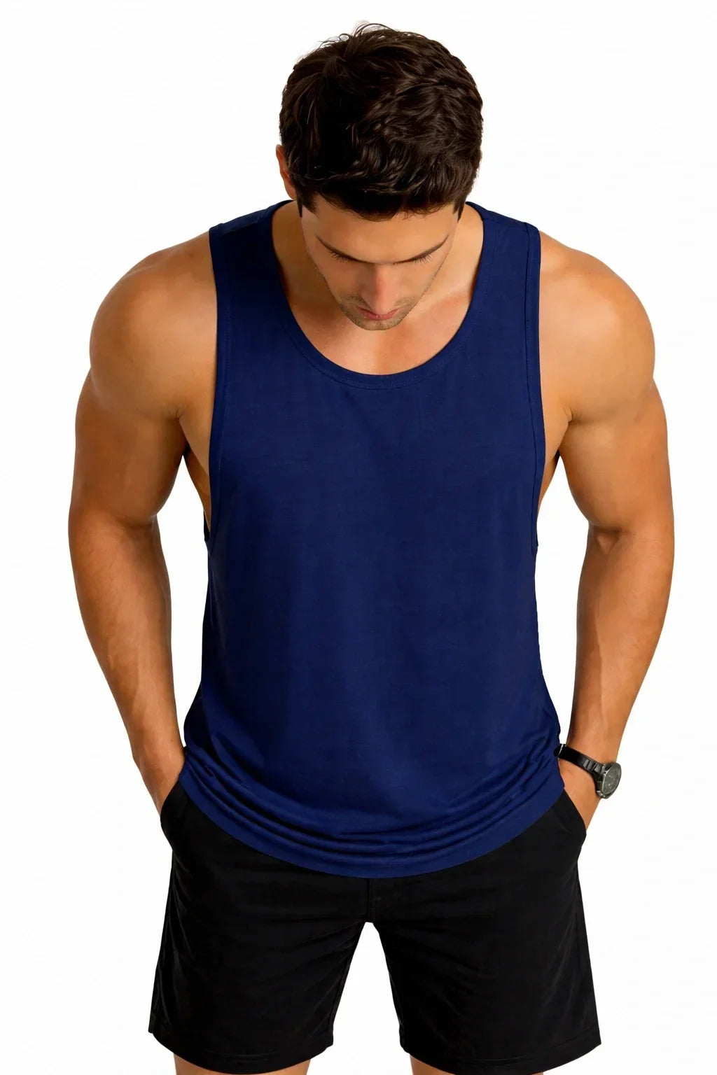 Bamboo Fabric Gen Z Oversize Gym Vest for Men |  Navy