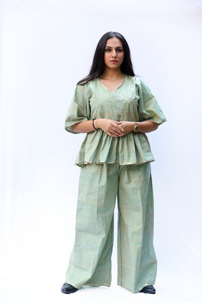 Green Peach Kediya and Palazzo Co-ord Set