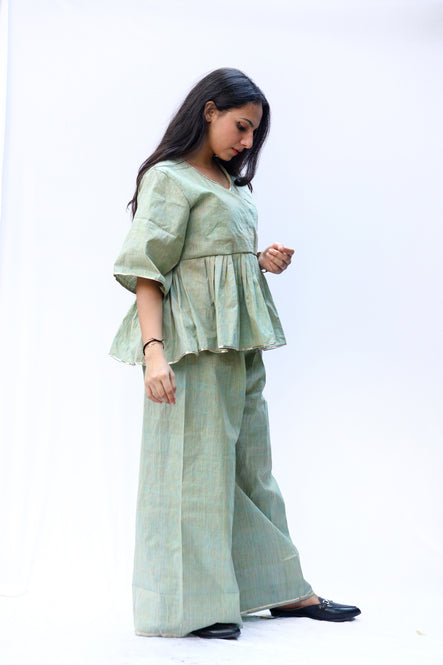 Agati Design Vira Sea Green Peach Kediya and Palazzo