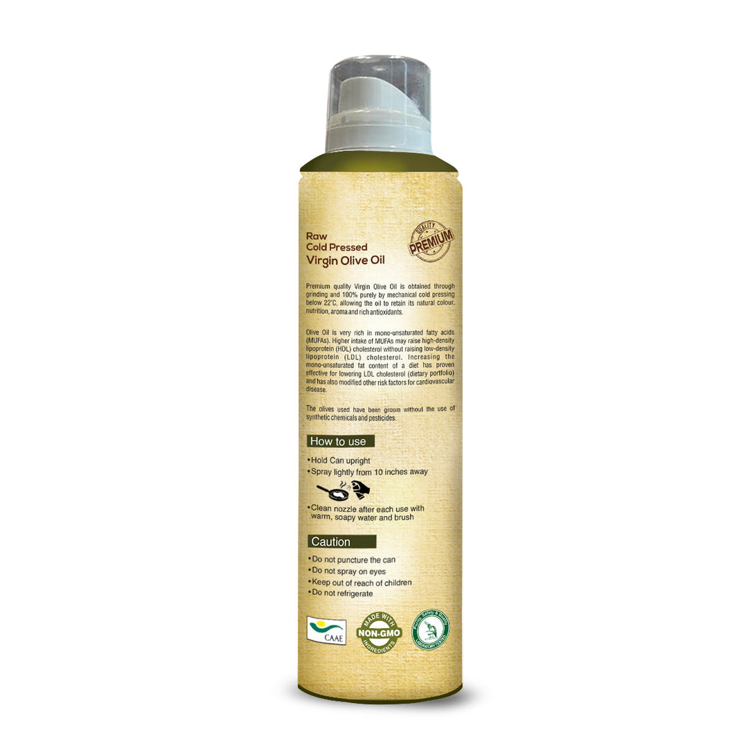 Olive Oil Cooking Spray 200ml | 100% Organic, Extra Virgin, Cold Pressed | Ideal for Cooking, Baking, Dressing, and Massage