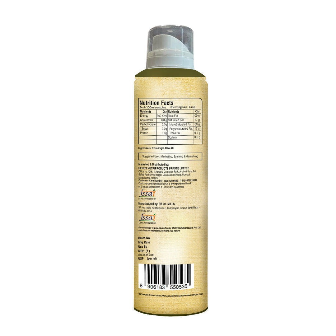 Olive Oil Cooking Spray 200ml | 100% Organic, Extra Virgin, Cold Pressed | Ideal for Cooking, Baking, Dressing, and Massage