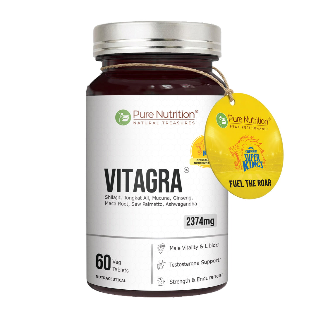 Pure Nutrition Men’s Wellness Support Supplement with Shilajit, Ashwagandha, Ginseng, Maca & Zinc | 60 Veg Tablets