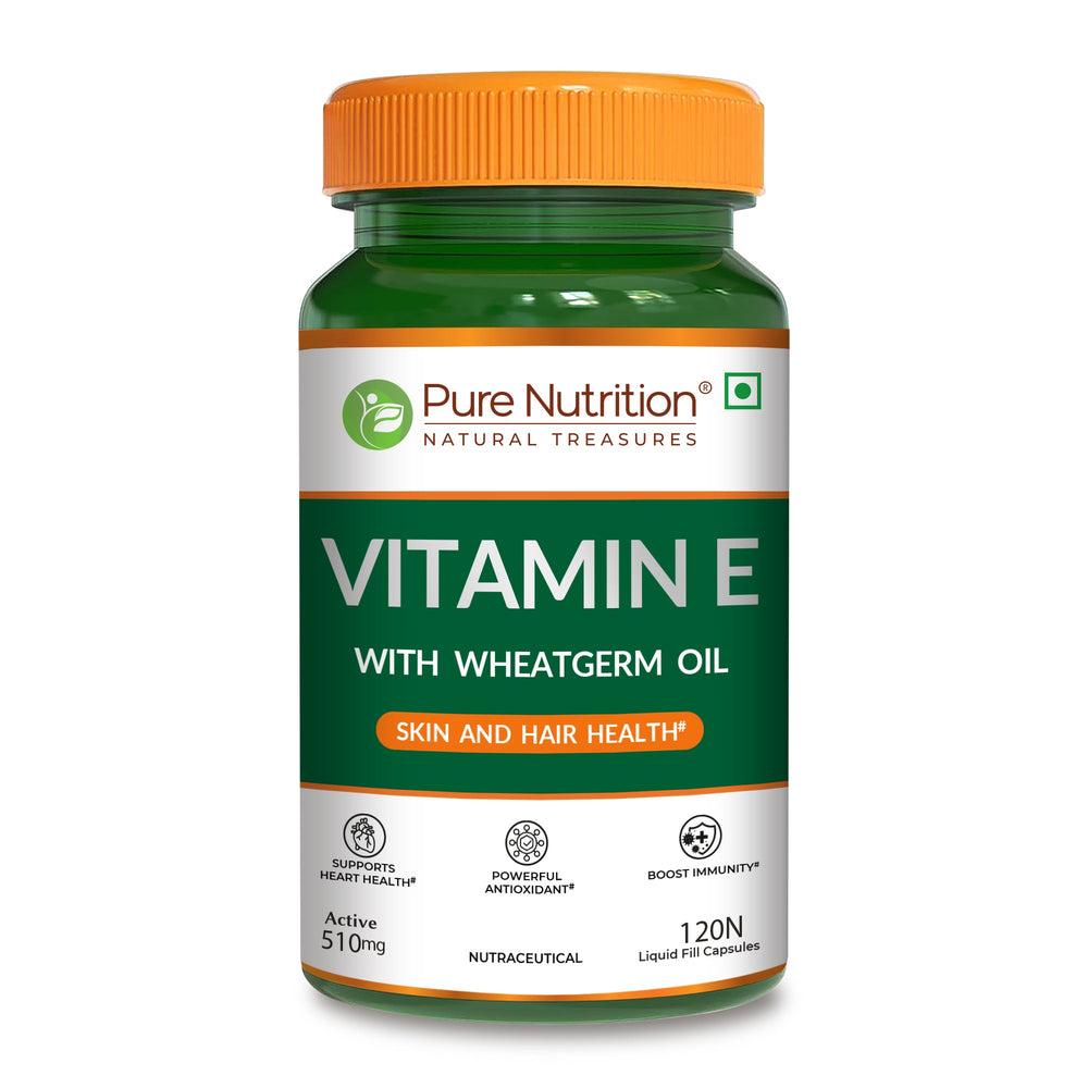 Vitamin E Capsules with Wheat Germ Oil  Skin, Hair & Heart Health | 120 Caps