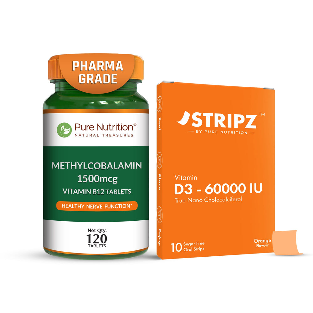 Essential Vitamin Combo: Vitamin B12 1500mcg Tablets + Vitamin D3 Oral Strips