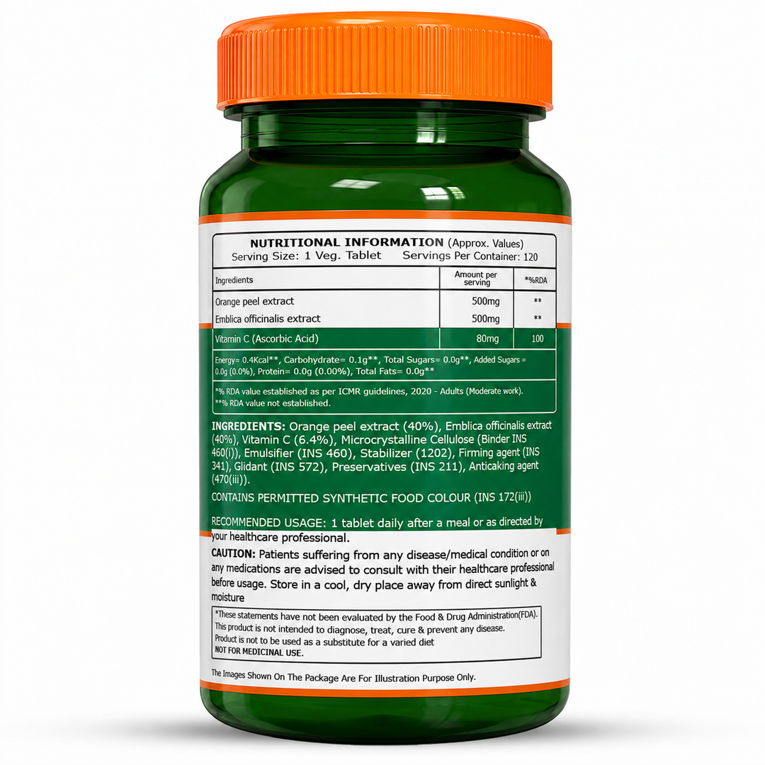 Vitamin C 1250 mg with Orange Peel & Amla Extract | 120 Veg Tablets