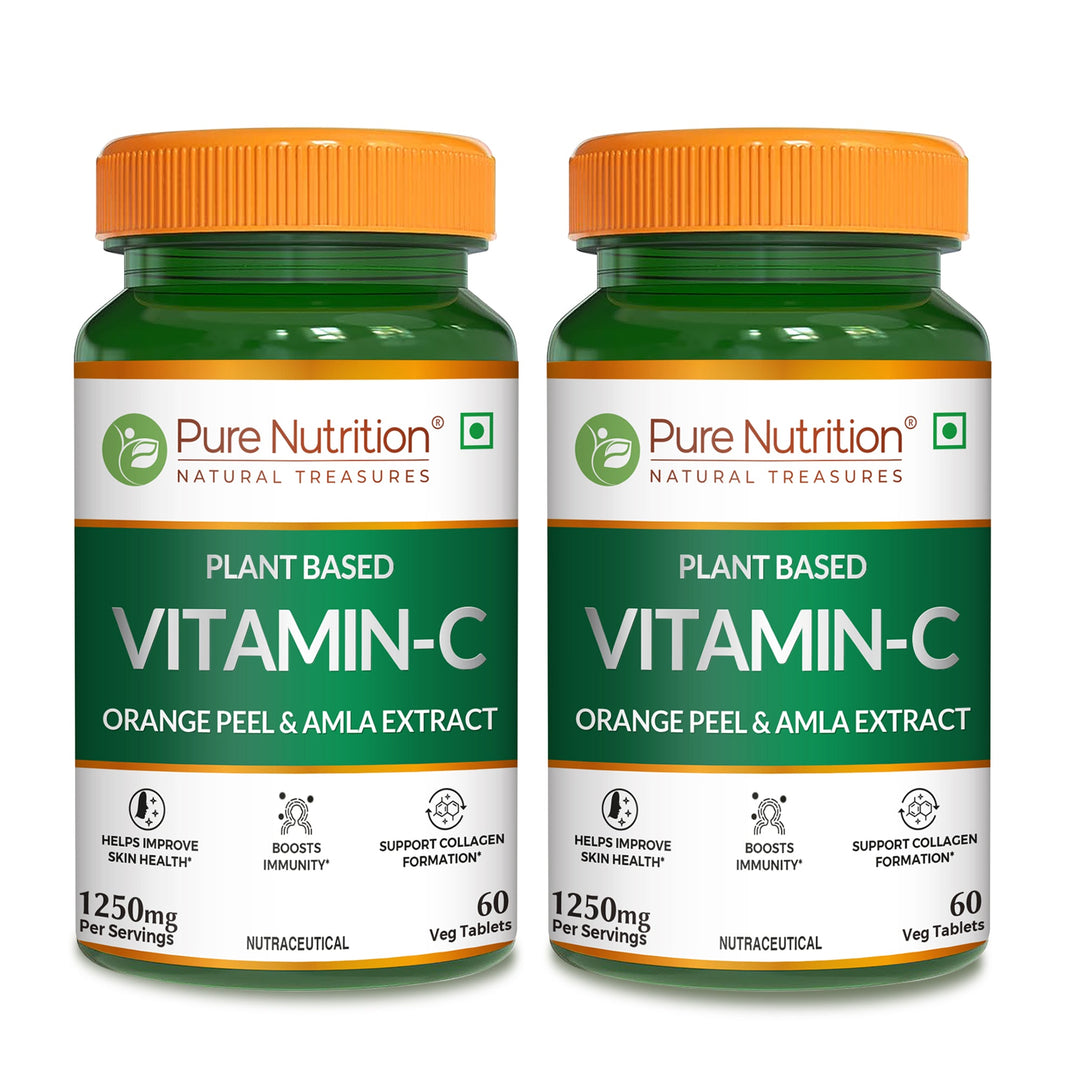 Vitamin C 1250mg -60 tablets with Orange Peel & Amla Extract for Skin & Immunity