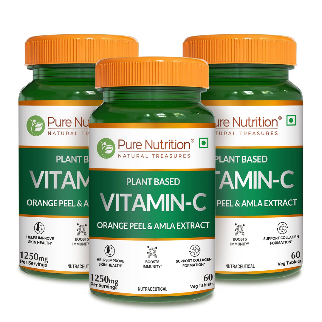 Vitamin C 1250mg -60 tablets with Orange Peel & Amla Extract for Skin & Immunity