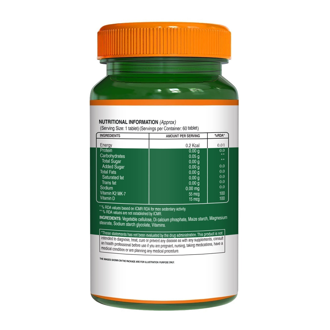 Vitamin K2 MK-7 with Vitamin D3  Bone & Heart Health | 60 Veg Tablets